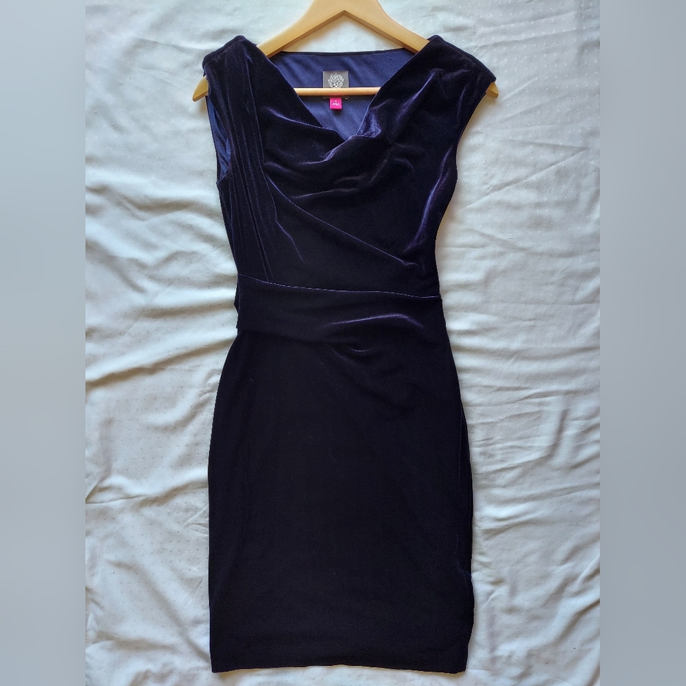 Vince Camuto Blue Cowl Neck Sheath Mini Dress